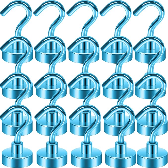 Neosmuk Magnetic Hooks, Cruise Ship Essentials, 32lb+ Heavy Duty Magnetic Hooks for Cruise Cabins, Refrigerator, Grill, Hanging, and Travel | Extra Strong Must-Haves Magnet Hook,RoyalBlue