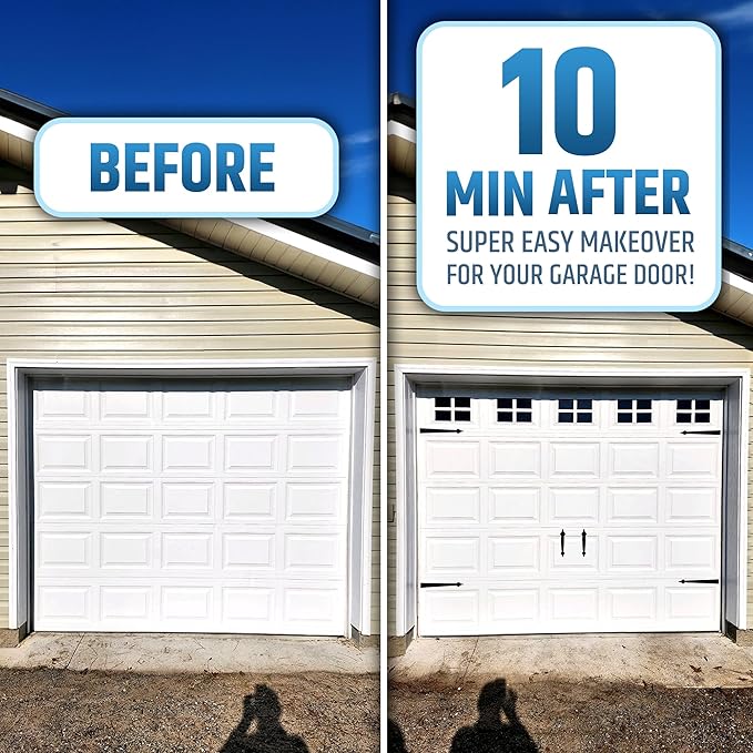 Strong & Glossy Magnetic Garage Door Windows (Size Small) - Looks Like Real Window Panels/Faux Panes - Easy to Align & Will Never Fall (Upgraded Magnets) | Fits 1 Car Garage | 16pcs 3.25"X5.5"