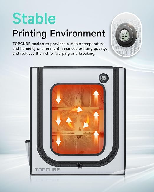 TOPCUBE 3D Printer Enclosure for Bambu Lab A1, Upgraded Large Size Enclosure with LED Light, Fireproof Waterproof Dustproof Noise Reduction Constant Temperature 3D Printer Cover, 580X670X670MM