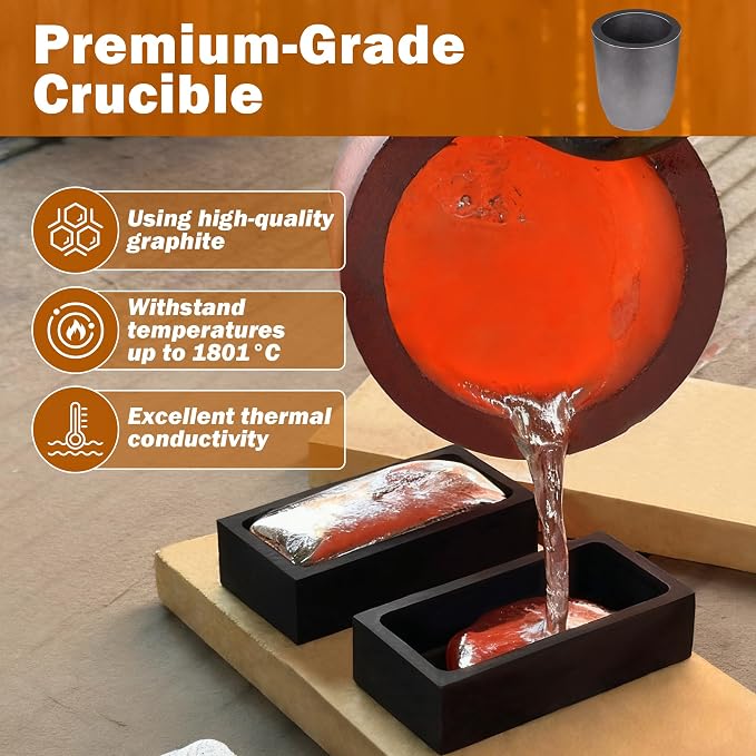 Nelyrho Propane Smelting Furnace Kit – 12kg Crucible, Support Stand, Tongs Included – Stainless Steel Foundry Melting Furnace for at-Home Metal Melting of Aluminum, Gold, Silver, and Copper Scrap