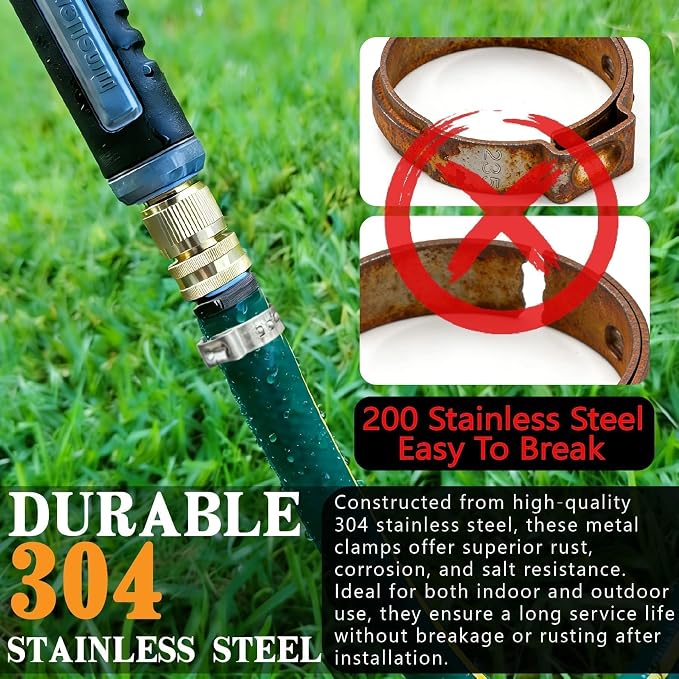 360Pcs Single Ear Hose Clamps Kit,Stepless 5.3-36.1mm 304 Stainless Steel Hose Repair Clamp Cinch Rings,Ear Clamp Pliers Tool with Portable Toolbox for Automotive Fuel Line Plumbing PEX DIY