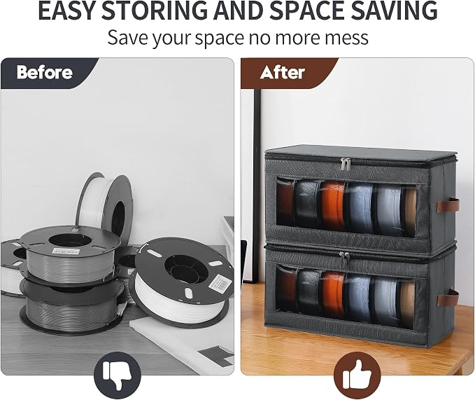 Qozary Filament Storage Box - 4 Pack 3D Printer Filament Storage Containers with Desiccants, Holds Up to 24 Rolls, 3D Printing Accessories Holder Rack for Home, Office Workshop, Studio