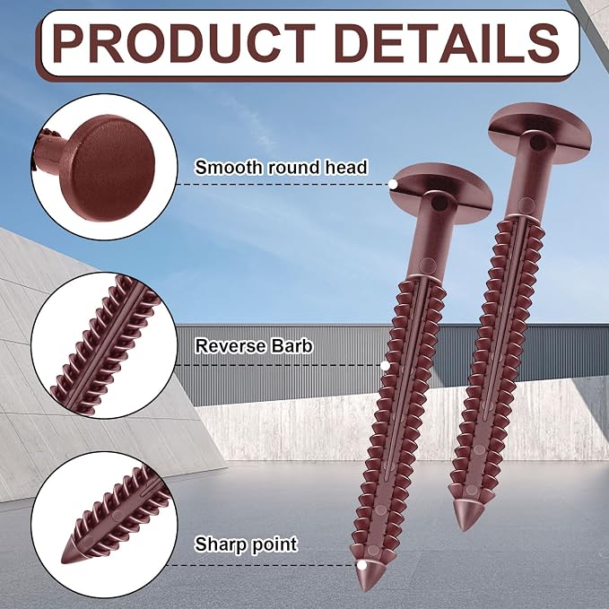 Blulu 18 Pcs 3 Inch Vinyl Shutter Fastener Window Panel Peg Lok Pin Pegs Screws Shutter Spikes Anchor (Wineberry Red)