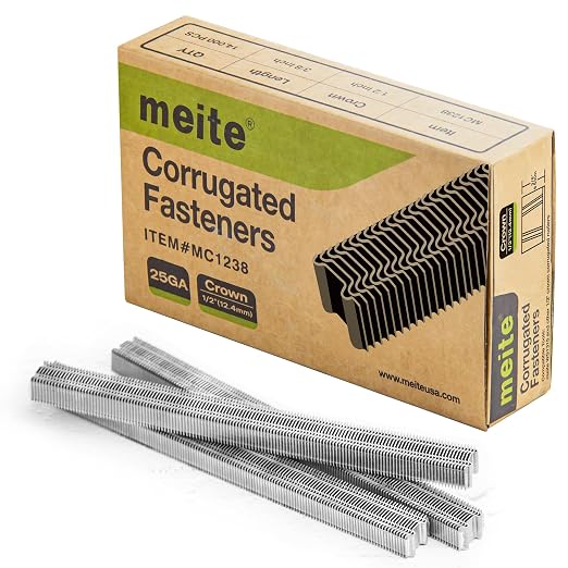 meite Corrugated Fasteners MC1238 1/2-Inch Crown by 3/8-Inch Length Micro Corrugated Fasteners W Staples (14,000 Counts/Box)