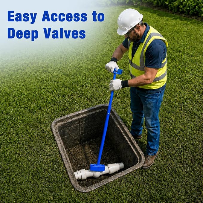 Fuzqq 27.7-Inch Ball Valve Wrench, Adjustable Shut-Off Ball Valve Tool and Water Valve Key, Heavy Duty Low Carbon Steel Valve Operating Tool for Hard-to-Reach Valves