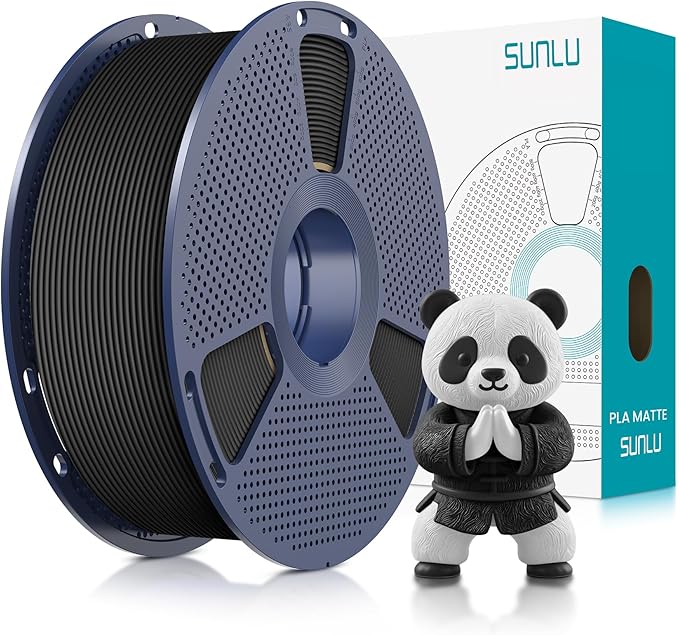 SUNLU PLA Matte 3D Printer Filament 1.75mm, PLA Filament 1kg Spool (2.2lbs), Dimensional Accuracy +/- 0.02mm, Matte Black PLA