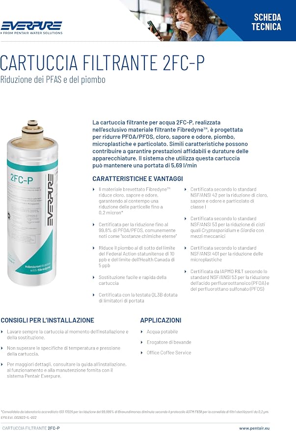 EV959511 Everpure 2FC-P PFAS Removal Water Filter Replacement Cartridge