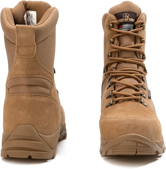 Men's Waterproof Military Tactical Work Boots with Steel Shank, 8" Insulated Leather Hunting Boot