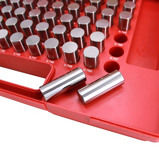 HFS(R) Pin Gage Set M4 Plus Steel Gauge with Storage Case for Carpenters and Home Improvement 125 PCS 0.626-0.750"