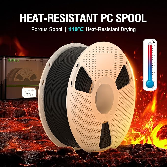 SUNLU PA12-CF 3D Filament 1.75mm 1KG, Carbon Fiber Nylon Filament, Excellent Wear & Oil Resistance, Heat-Resistant Spool, Engineering filament, Dimensional Accuracy +/-0.03mm, 1KG Spool(2.2lbs), Black