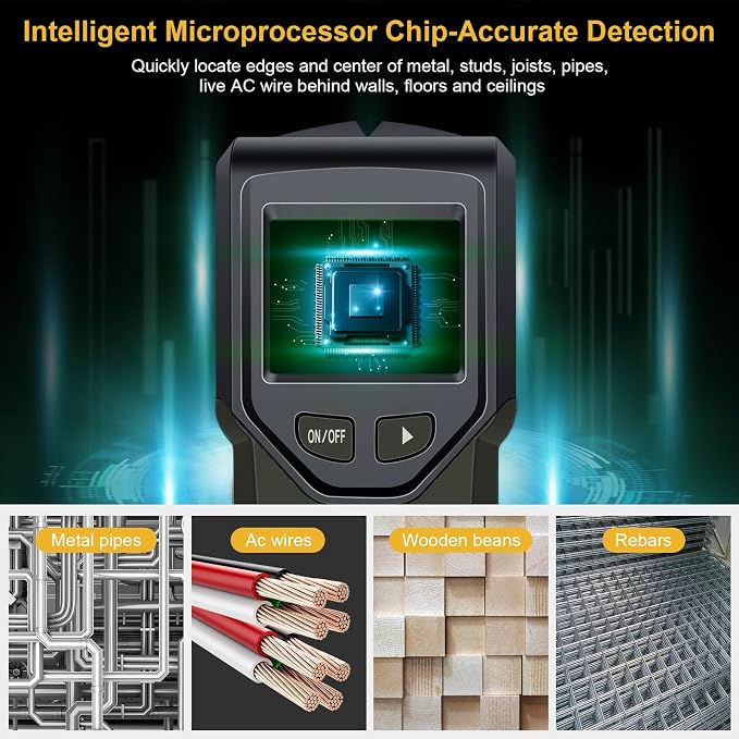 Stud Finder Wall Scanner - 5 in 1 Stud Finder Tool w/Smart Chip and HD LCD Display, Stud Detector Beam Finders for the Center and Edge of Wood AC Wire Metal Studs Joist Pipe (‎Bark)