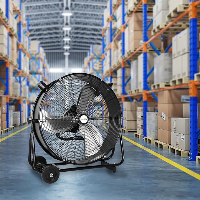 hykolity 24" High Velocity Industrial Drum Fan, 8100 CFM 3-Speed Heavy Duty Metal Shop Fan for Workshops, Warehouse, Garage and Factory, UL Listed