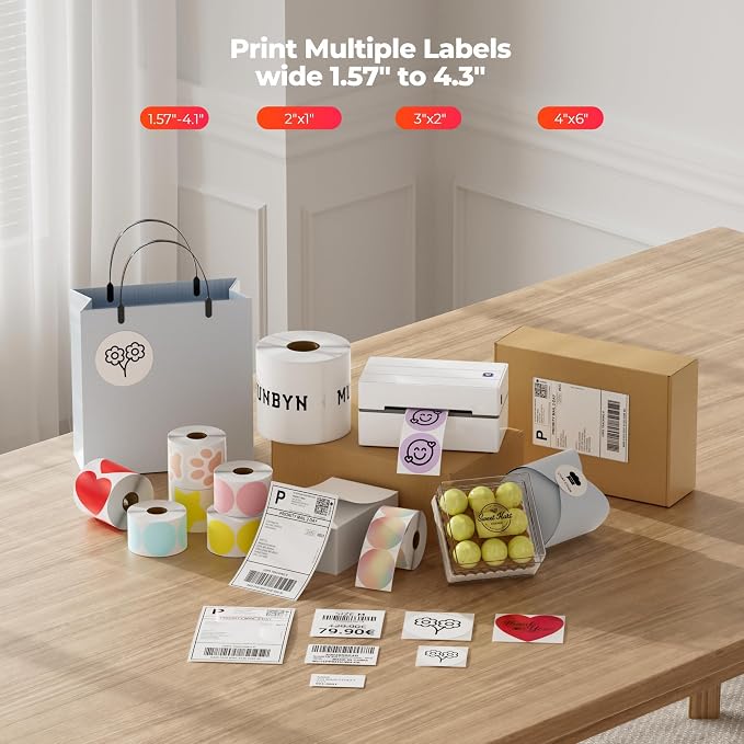 MUNBYN Bluetooth Thermal Label Printer, 130B Wireless 4x6 Shipping Label Printer for Shipping Packages Small Business Office or Home, Compatible with iPhone Android iPad Windows macOS Chrome