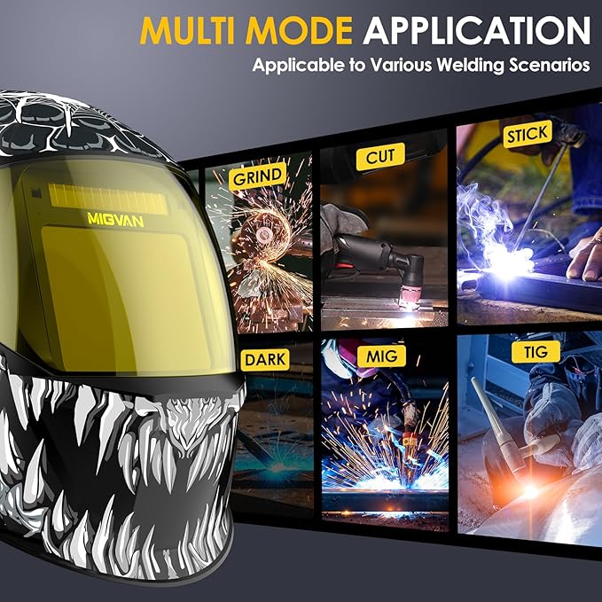 Welding Helmet Auto Darkening True Color Large Viewing, Welding Hood Solar/Rechargeable Battery Powered, Wide Shade 4/5-13 with 4 Arc Sensor, Optical Clarity Welding Mask for TIG MIG ARC Grind