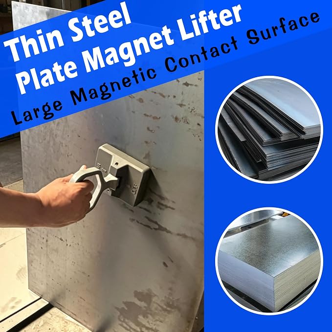 ULIBERMAGNET Heavy Duty Magnetic Sheet Handle,Magnetic Lifting with Quick Release,Magnetic Lifter Portable Material Collector with Ergonomic Handle for Thin Iron Plate,Tool Steel,Laser Cutting