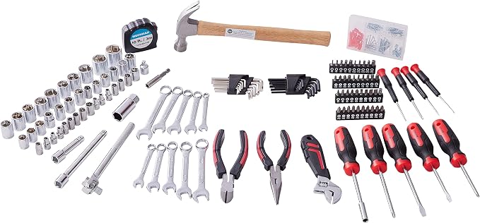MECHMAX 245-Piece Mechanics Tool Set and Socket Wrench Kit | Comprehensive home and auto repair hand tools with ratchet, wrench, pliers, screwdrivers and hammer. Essential house DIY kit