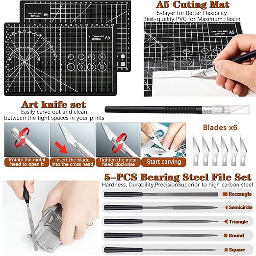 66Pcs 3D Printer Tools Kit with Storage Case, All-in-One Accessories for FDM/SLA Printers - Deburring Tool, Scrapers, Metal Files, Brushes, Hand Drill, Tweezers & More, for Bambu Lab, Ender 3, Kobra