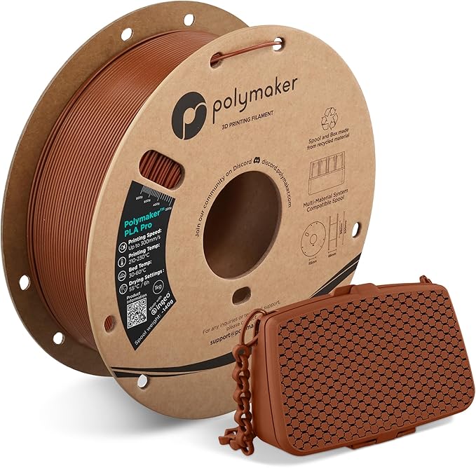 Polymaker PLA Pro 3D Printing Filament Metallic Bronze 1.75mm 1KG, High-Impact Tough PLA, Fast Printing up to 300mm/s, New Formula, Easy to Print on Most FDM Printers, No Enclosure Required