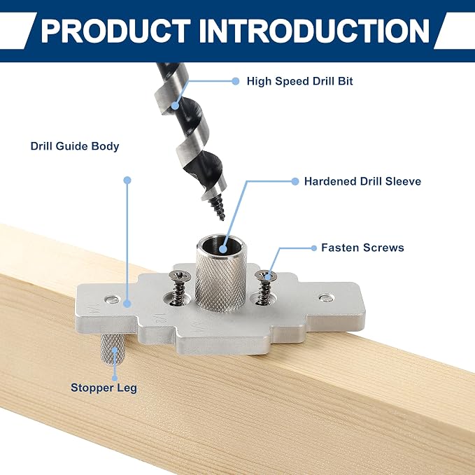 Floating Shelf Bracket Dowel Jig Kit with 1/2" x 9" Drill Bit, Self-centering Scriber 1/4", 5/16", 3/8" Drill Bit for Installing Floating Shelf Hidden Bracket 1/2" X 6", 1/2" X 8"