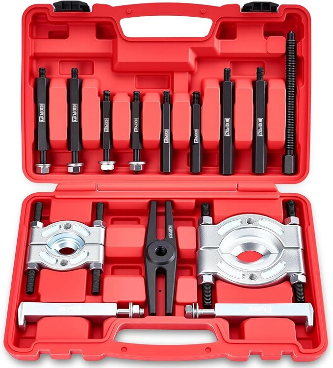 KOOPOOL Bearing Puller and Splitter Kit, Separator and Puller Set, Pinion Bearing Puller and Wheel Removal Tool, 5 Ton Capacity Bearing Separator with 2’’ and 3’’ Bearing Separator Jaws, 14Pcs