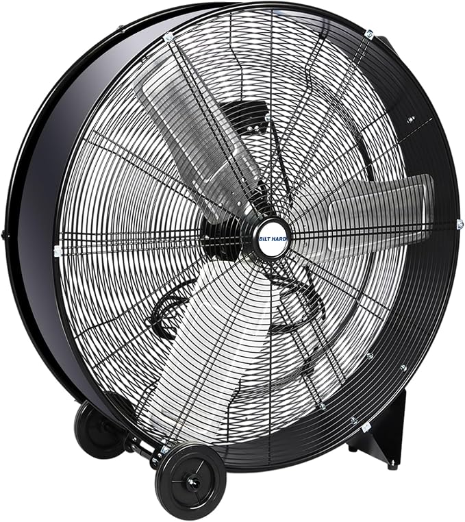 BILT HARD 30" High Velocity Drum Fan, 2-Speed 9300 CFM Heavy Duty Industrial Shop Fan for Workshop, Garage, Warehouse, Commercial & Basement, UL Listed
