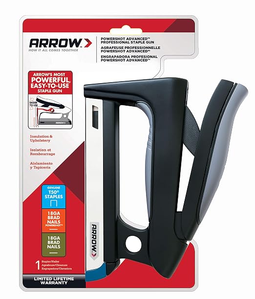 Arrow T50HS PowerShot Advanced Professional Heavy Duty 2-In-1 Staple and Nail Gun for Wood, Upholstery, Furniture, Crafts, Fits All T50 Staples and 5/8” Brad Nails