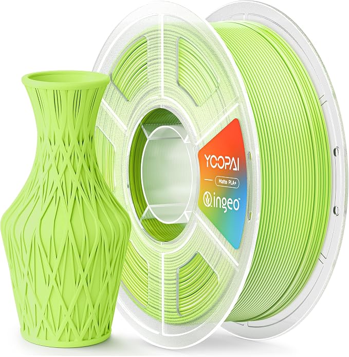PLA+ Matte Filament 1.75mm, Soft Matte Finish, Reduced Layer Lines, 1KG (2.2lbs) 3D Printer PLA Filament, Dimensional Accuracy +/- 0.02 mm, Apple Green