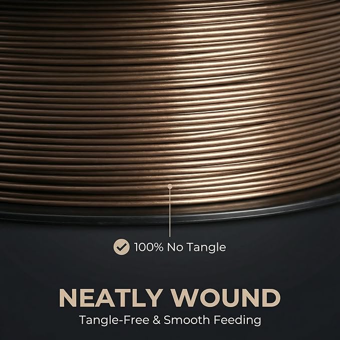 PETG Filament 1.75mm for 3D Printer, Metal-Like Consumable 1kg (2.2lbs) 1 Spool, Metallic Finish PETG High Speed 3D Printer Filament, Dimensional Accuracy +/- 0.03 mm,Metallic Coffee Gold