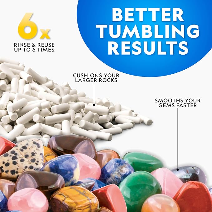 NATIONAL GEOGRAPHIC Ceramic Media for Rock Tumbling – 1.5 lb Ceramic Pellets, Tumbling Media for Rock Polisher, Use with Rock Tumbler Grit, Protects Rocks, Reusable, Rock Tumbling Supplies