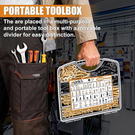 mankk 1004PCS Metric Bolt Assortment Kit and Flange Bolts and Nuts Assortment Kit M4 M5 M6 M8 (12mm to 30mm) with Matching Nuts and Lock Washers