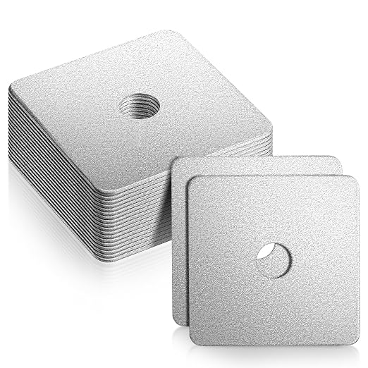 20 Pcs Galvanized Square Washers Plate 5/8" ID, 3x3 Od 1/8" Thickness Heavy Duty Steel Gasket Flat Washers Nut Anti-loosening Plate Fastener for Construction and Industrial Equipment
