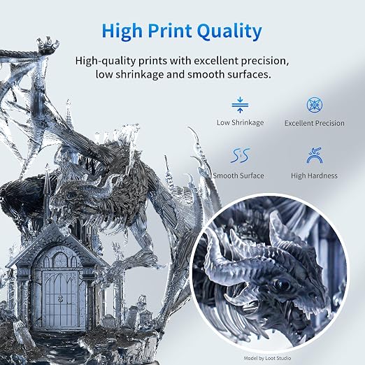 ANYCUBIC 3D Printer Resin, 405nm SLA UV-Curing Resin with High Precision and Quick Curing & Excellent Fluidity for LCD 3D Printing (Smoky Black, 1kg)