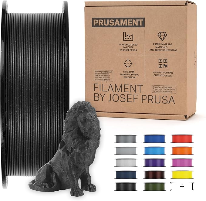 Prusament Premium PLA Prusa Galaxy Black 1.75mm 1kg 3D Printer Filament | PLA filament with ±0.02 mm precision, low warping, and reliable, tangle-free printing for beginners and professionals.