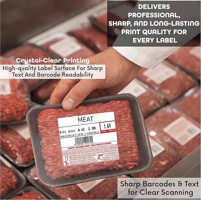 Aquos CAS CL-8030 Printing Scale Label Rolls | Direct Thermal Labels on Thermal Paper | Label Roll with Strong Adhesive | Pre-Cut | Smudge-Free | Made in USA