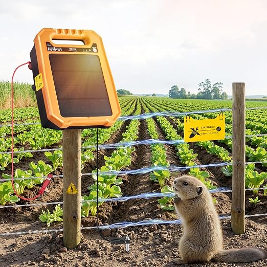VEVOR Solar Fence Charger, 0.3J 8 kV Solar Powered Fence Charger, Weather-Resistant Electric Fence Energizer Kit, 7 Days Runtime, for Livestock, Poultry, Garden Protection