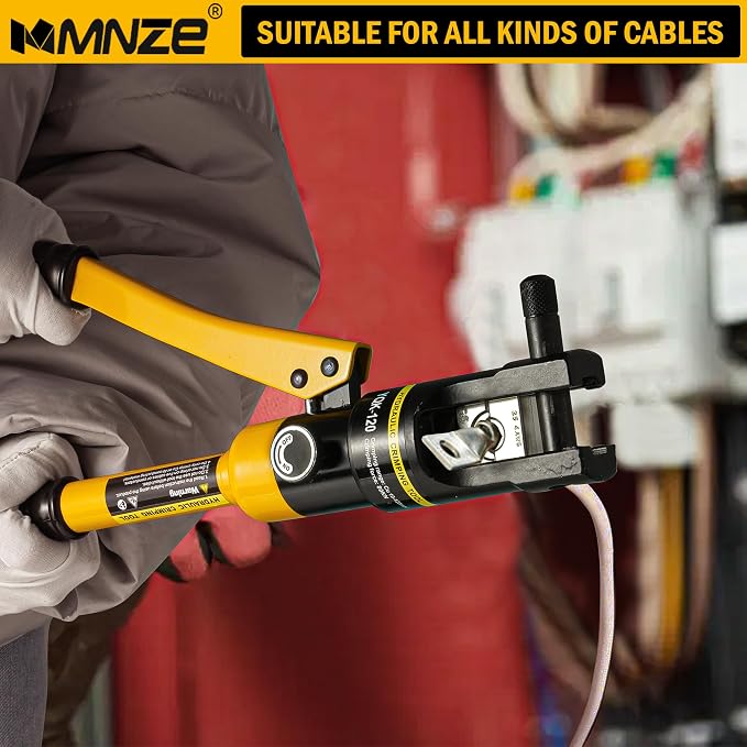 12 Ton Hydraulic Cable Lug Crimper Pliers 8 AWG to 250 MCM Hand Operated Hydraulic Crimping Tool Kit Wire Terminal Lug Battery Crimping Crimper with 8 Dies