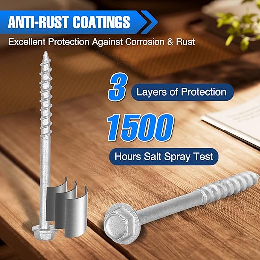 800-QTY #9 x 2-1/2" Joist Hanger Screws, Silver / 0.370"-Dia Heavy‑Duty Deck Screw, Replace Simpson 9212R800 Connector Screws & 10DNails,1/4" Hex Socket Wood Screws