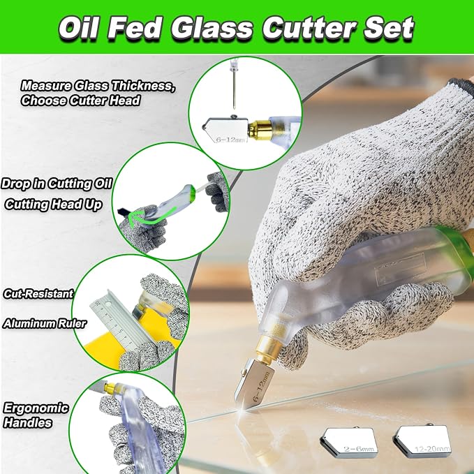 Glass Cutters Tools 24pcs Stained Glass Kit, with Wheeled Glass Nippers,Running Pliers,Breaker Grozer Pliers, Glass Cutter Head 2-20mm, Stained Glass Supplies for Mosaic,Glass,Tile Cutter