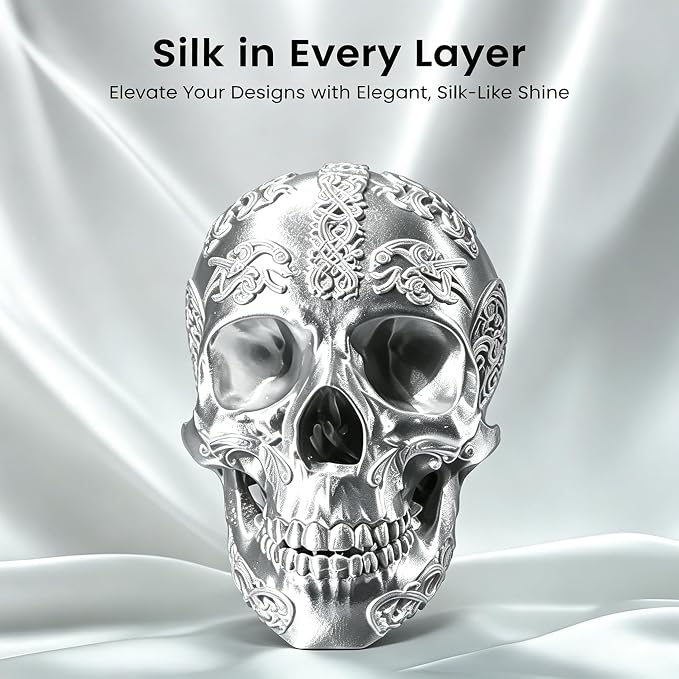 Silk PLA 3D Printer Filament 1.75mm Filajoy3D 3D Printing Filament 1KG Dimensional Accuracy +/- 0.03mm for Most FDM 3D Printers Silver