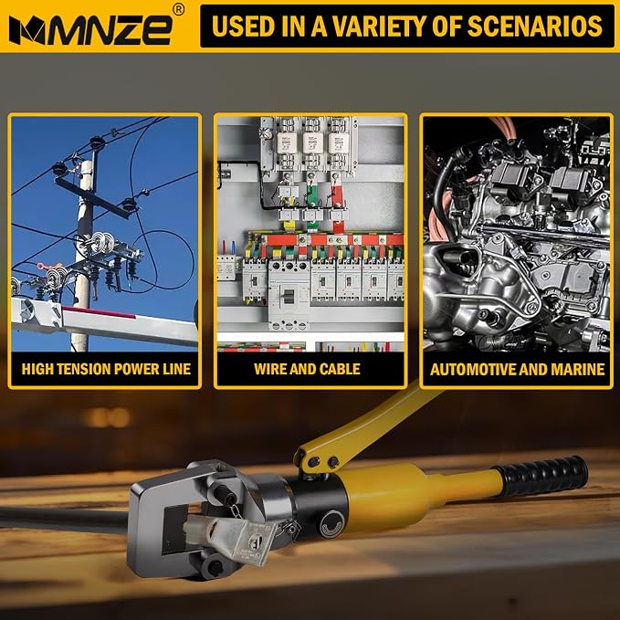 20 Ton Hydraulic Cable Lug Crimper Pliers 6 AWG to 1000 MCM Hand Operated Hydraulic Crimping Tool Kit Wire Terminal Lug Battery Crimping Crimper with 13 Dies