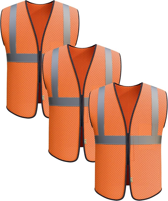 OccuNomix ANSI/ISEA 107-2020 Class 2 Type R Mesh Surveyor Vest - Reflective Safety Vest with Pockets, Dual Sizes (S/M-4X/5X)