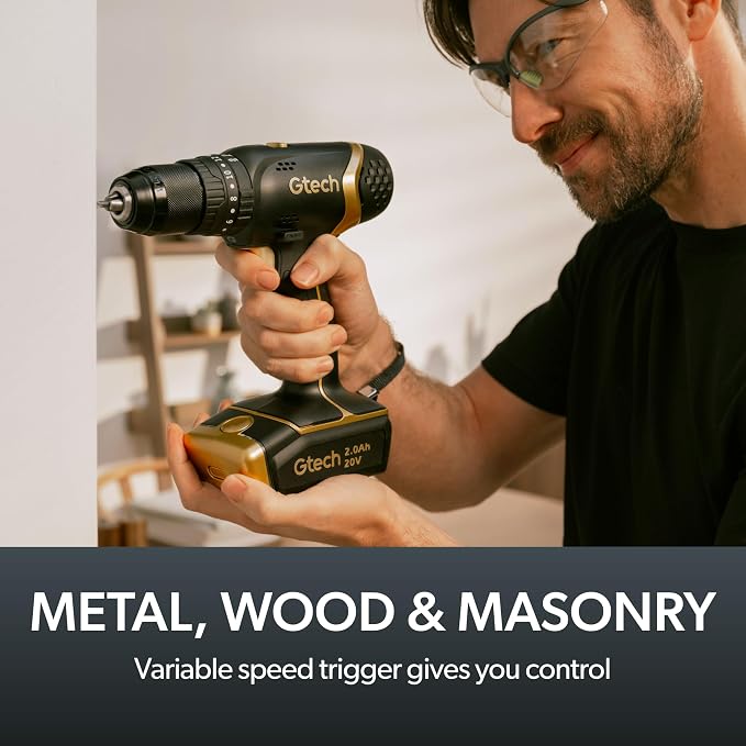 Gtech Combi Drill - Cordless Power Drill for DIY Projects, Home Tool Kit, and More - Includes Cordless Electric Drill Only