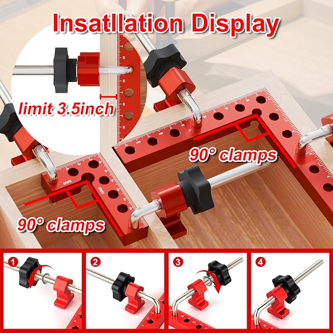 Corner Clamps for Woodworking,8pcs corner clamps With Box, 5.5"& 3.14"Aluminum Alloy 90 degree right angle clamp, Positioning Square Tools for Frame, Cabinets, Drawers,Box, for Dad.
