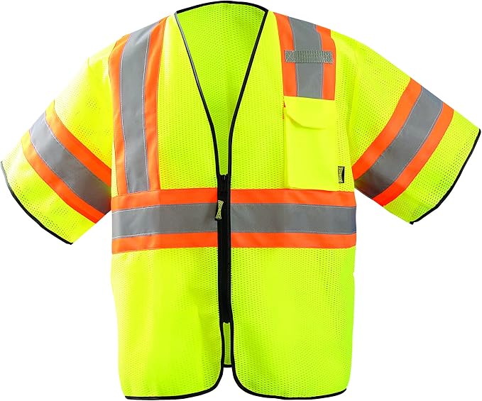 OccuNomix ANSI/ISEA 107-2020 Class 2 Type R Mesh Surveyor Vest - Reflective Safety Vest with Pockets, Dual Sizes (S/M-4X/5X)