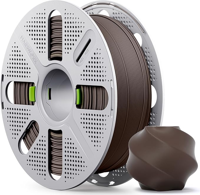 Matte Dark Chocolate PLA Filament with Quick-Swap Reusable Spool 1kg (2.2lbs), 1.75mm 3D Printing Filament, Compatible with Bambu Lab 3D Printers