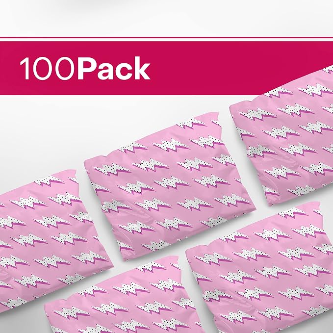 14x19 Poly Mailers – Lightning Bolt – Waterproof, Tear-Resistant Shipping Bags with Adhesive Seal – 100 Pack – Package Mint