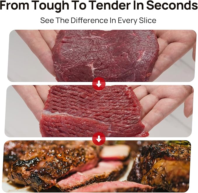 Manual Meat Tenderizer Machine, 5-Inch Steak Cuber & Venison Tenderizer, Hand Crank Meat Cuber with 27 Stainless Steel Blades for Deer Meat, Beef, Chicken, Hunters, Butchers & Home Kitchens