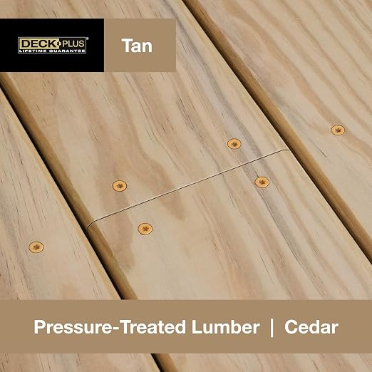 Deck Plus 4 Inch Epoxy Coated Exterior Wood and Fence Screws #10 x 4 Torx/Star Drive Included Coarse Thread, Outdoor Rust Resistant Decking Screw, Tan, 1lb Box, 43 Pieces | 48423