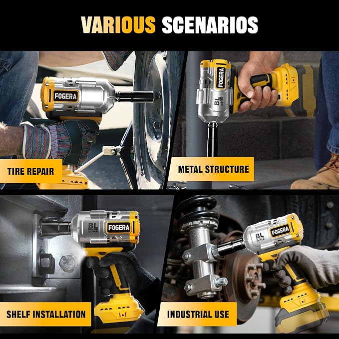 Cordless Impact Wrench 1/2 Inch - Compatible with Dewalt 20V Batteries, 1100 Ft-lbs (1500N.m) High Torque Impact Driver, Brushless Impact Gun with 3 Speed Modes & LED Light (Battery Not Included)