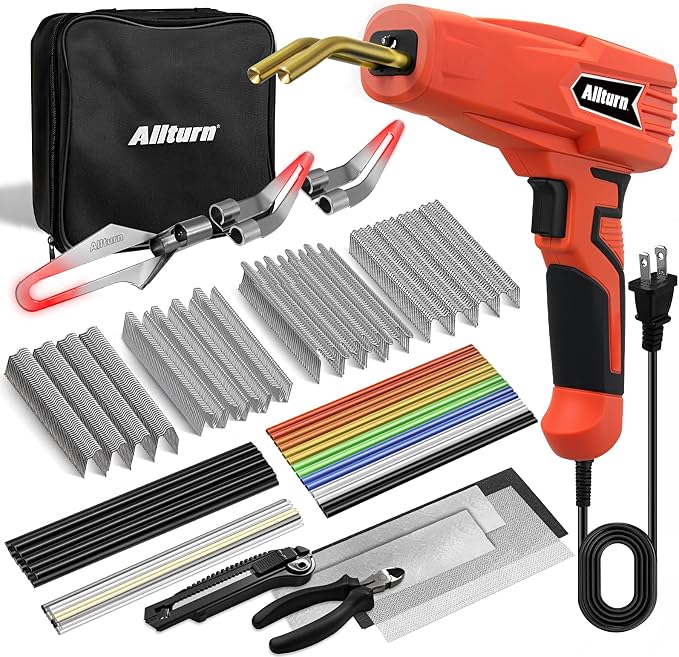 Allturn Plastic Welder 2 in 1 with the M8 Hot Cutting Tip(Red) | 38 PCS Welding Rods, 800 PCS Staples, Patent No. D970324
